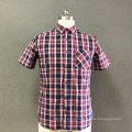 Men's cotton plaid yarn dyed short sleeves shirt